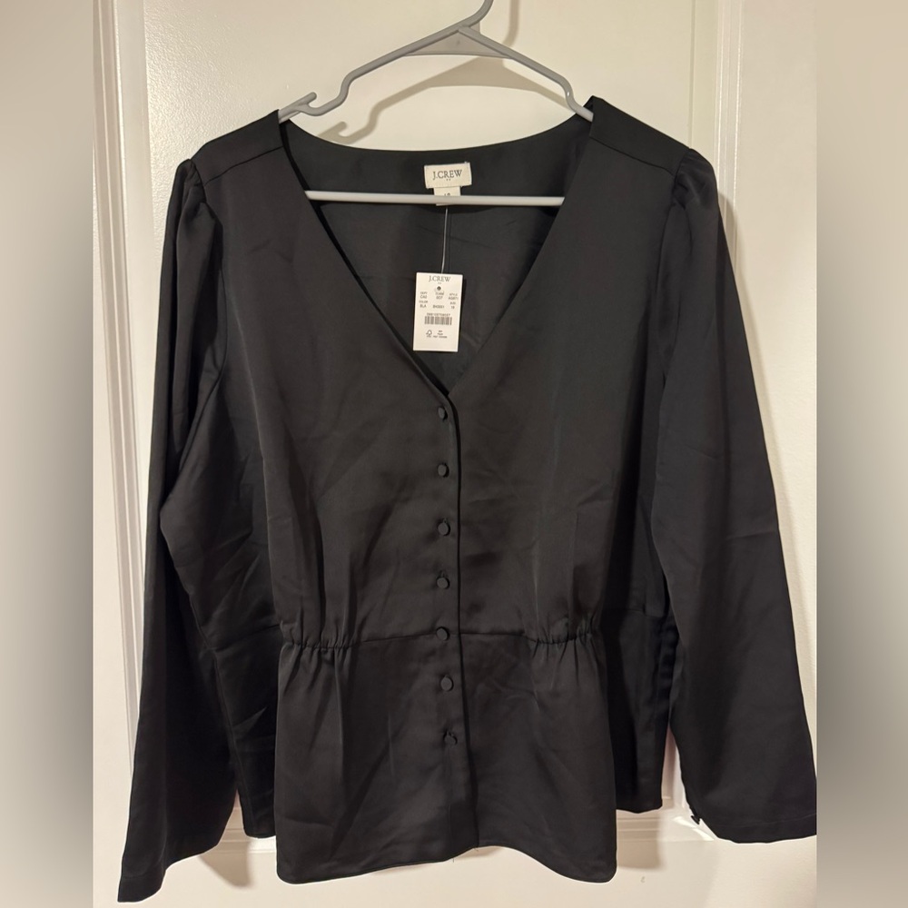 J. Crew Black V-Neck Blouse